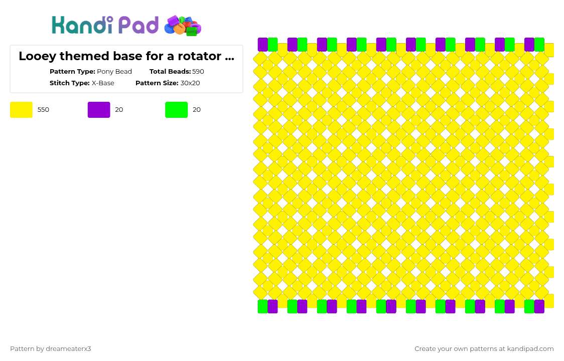 Looey themed base for a rotator lmao - Pony Bead Pattern by dreameaterx3 on Kandi Pad - yellow,looey,dandysworld,looeydandysworld,dandys world,looey dandys world