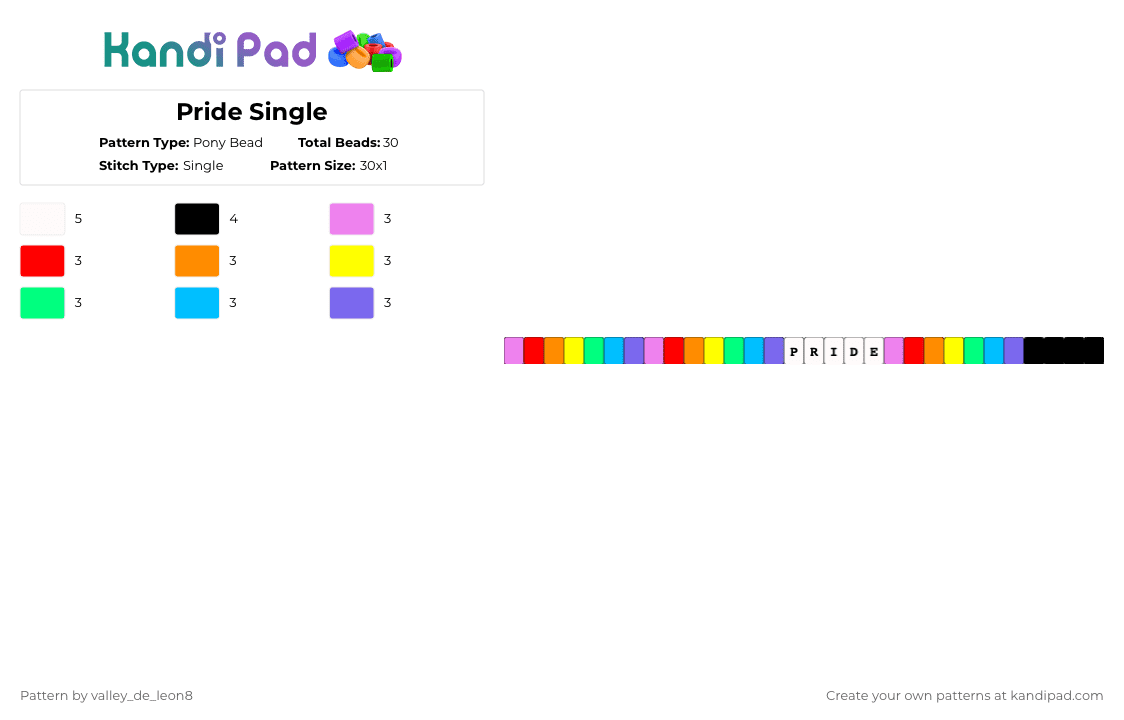 Pride Single - Pony Bead Pattern by valley_de_leon8 on Kandi Pad - red,yellow,light blue,colorful