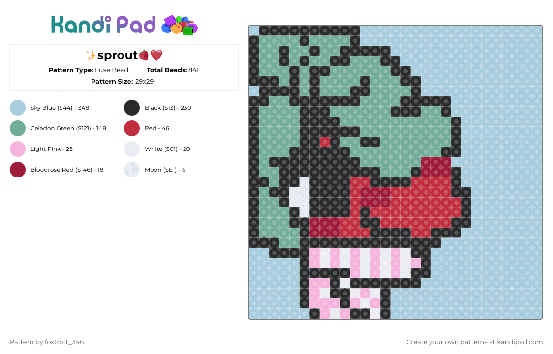 ✨sprout🍓❤️ - Fuse Bead Pattern by foxtrott_346 on Kandi Pad - light blue, teal