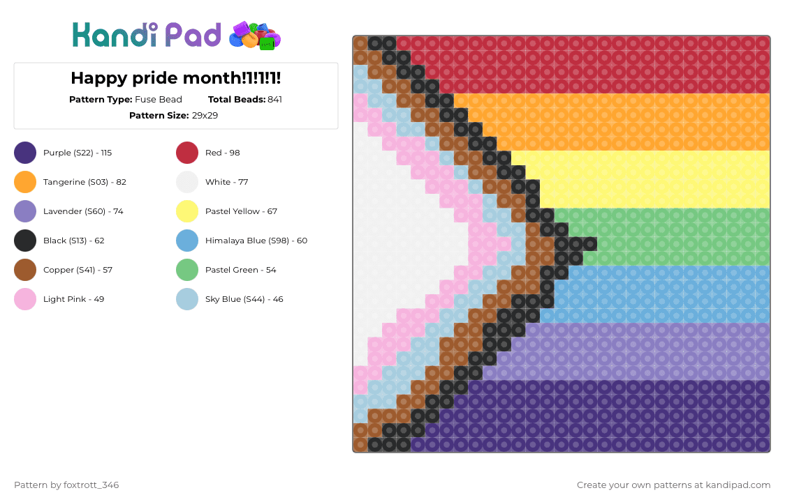 Happy pride month!1!1!1! - Fuse Bead Pattern by foxtrott_346 on Kandi Pad - red,orange,colorful