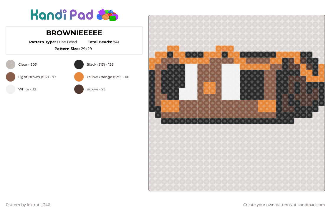 BROWNIEEEEE - Fuse Bead Pattern by foxtrott_346 on Kandi Pad - beige,cotdfudge