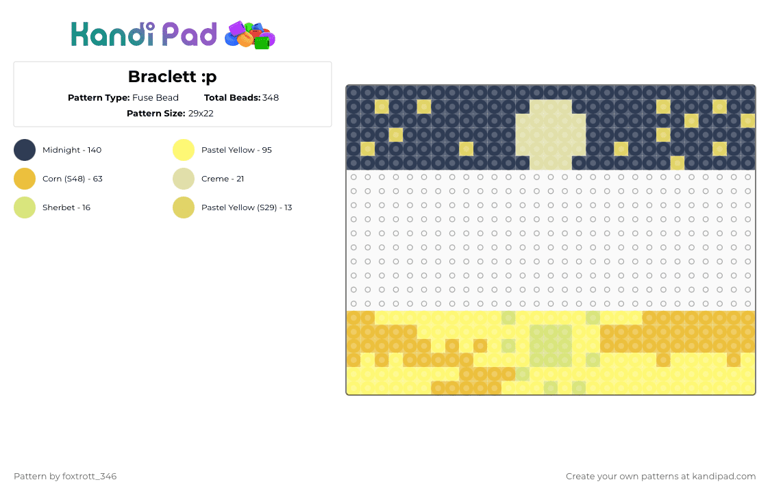 Braclett :p - Fuse Bead Pattern by foxtrott_346 on Kandi Pad - purple,yellow