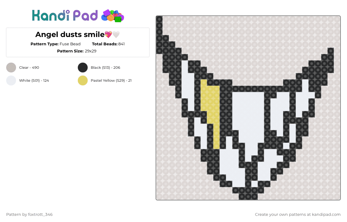 Angel dusts smile💖🤍 - Fuse Bead Pattern by foxtrott_346 on Kandi Pad - beige