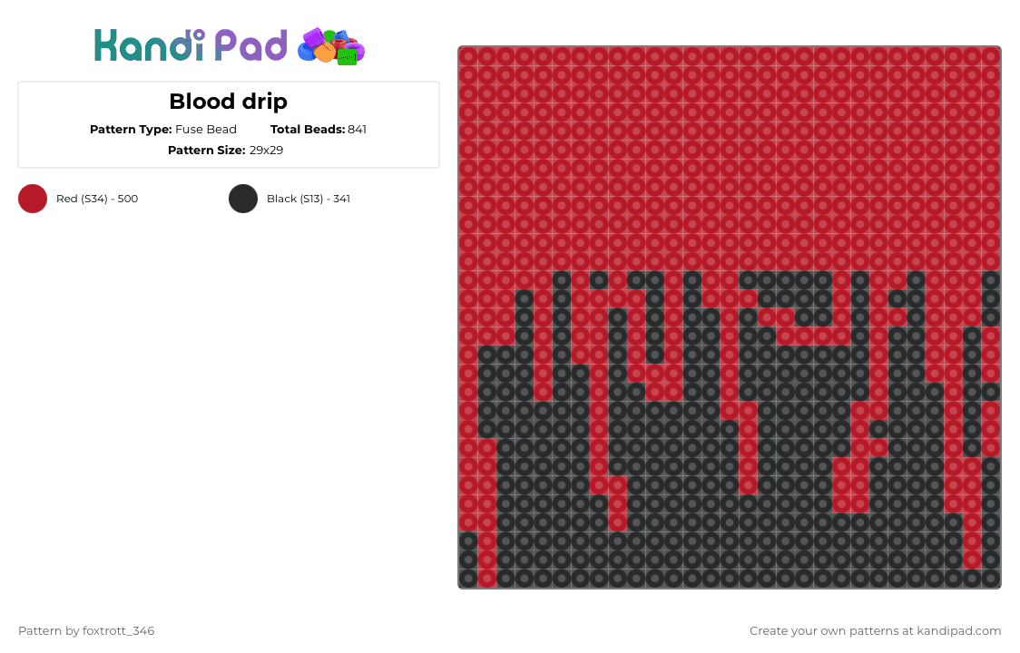 Blood drip - Fuse Bead Pattern by foxtrott_346 on Kandi Pad - black,red