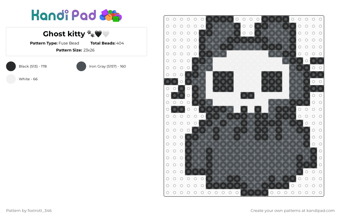 Ghost kitty 🐾🖤🤍 - Fuse Bead Pattern by foxtrott_346 on Kandi Pad - purple,white