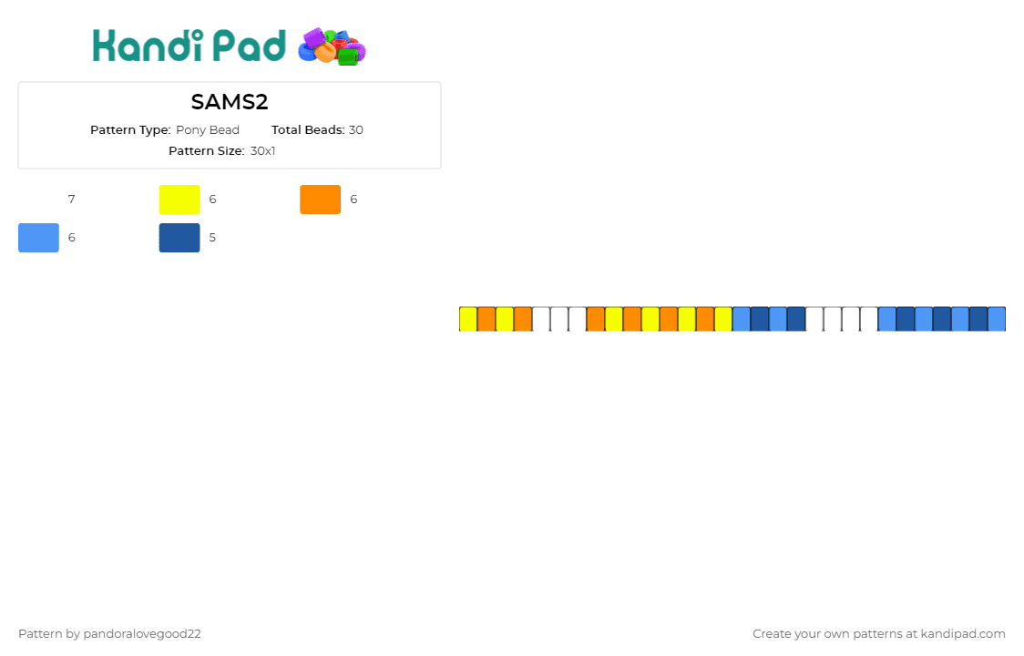 SAMS2 - Pony Bead Pattern by pandoralovegood22 on Kandi Pad - sams,pride,single,bracelet,cuff,vibrant,meaningful,yellow,blue