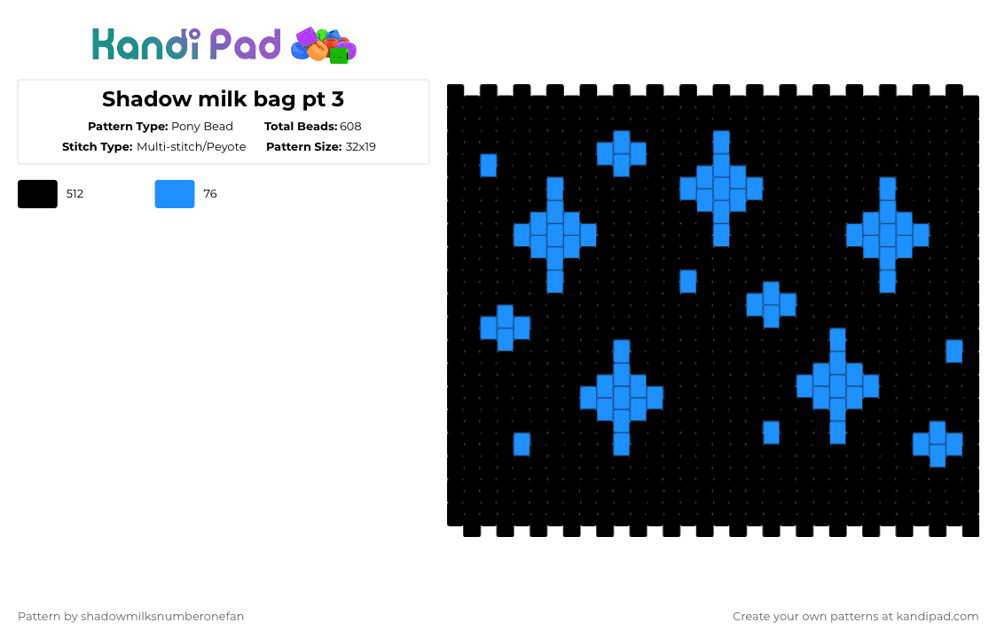 Shadow milk bag pt 3 - Pony Bead Pattern by shadowmilksnumberonefan on Kandi Pad - black