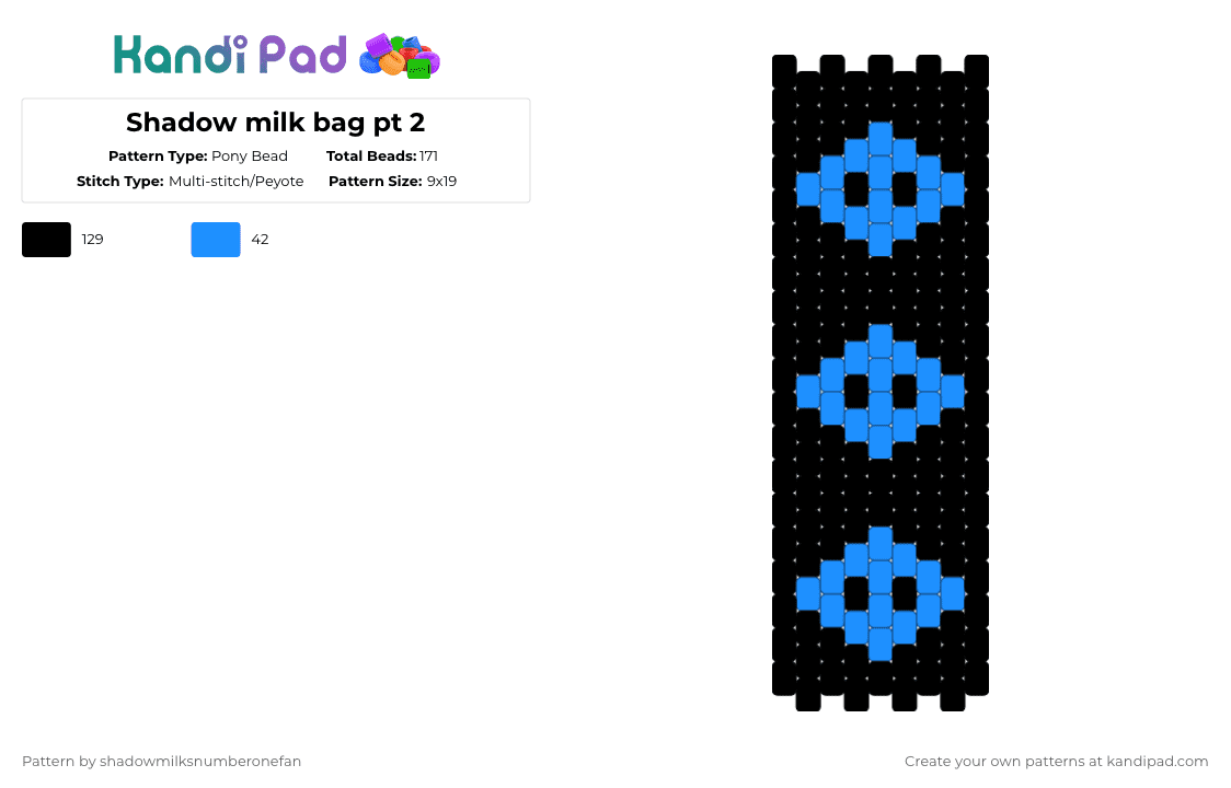 Shadow milk bag pt 2 - Pony Bead Pattern by shadowmilksnumberonefan on Kandi Pad - black
