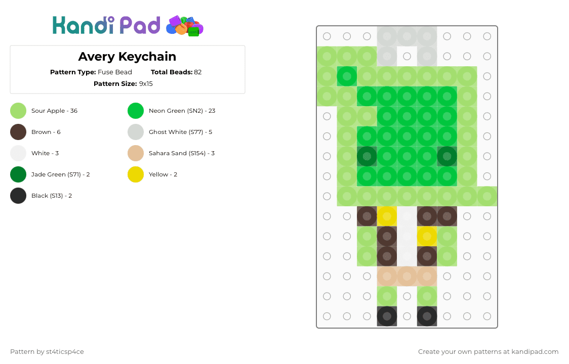 Avery Keychain - Fuse Bead Pattern by st4ticsp4ce on Kandi Pad - green,at the crossroads,dont turn left,minecraft,arg,avery,keychain