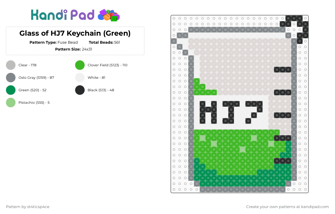 Glass of HJ7 Keychain (Green) - Fuse Bead Pattern by st4ticsp4ce on Kandi Pad - beige,green,jekyll,hyde,jekyll and hyde,potion,keychain