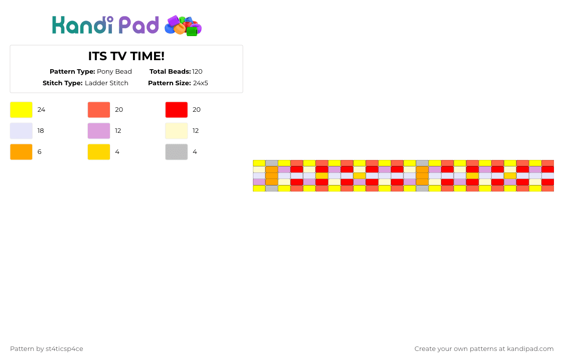 ITS TV TIME! - Pony Bead Pattern by st4ticsp4ce on Kandi Pad - yellow,red,deltarune,tenna,its tv time