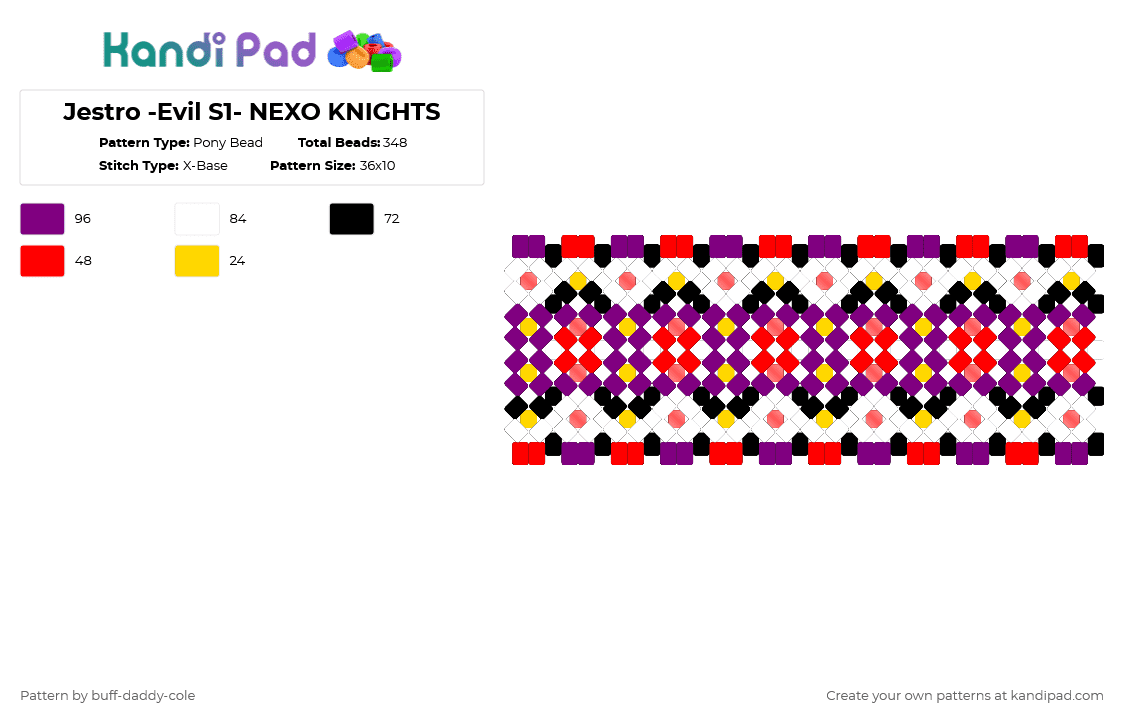 Jestro -Evil S1- NEXO KNIGHTS - Pony Bead Pattern by buff-daddy-cole on Kandi Pad - pink,red,nexo knights,nexo,jestro,lego,jestro nexo knights,lego jestro