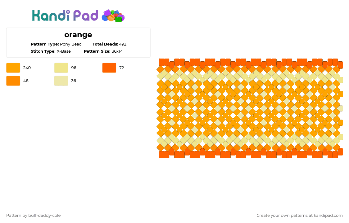 orange - Pony Bead Pattern by buff-daddy-cole on Kandi Pad - orange,yellow