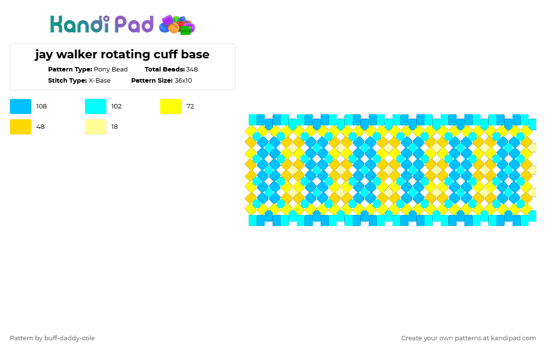 jay walker rotating cuff base - Pony Bead Pattern by buff-daddy-cole on Kandi Pad - light blue,yellow