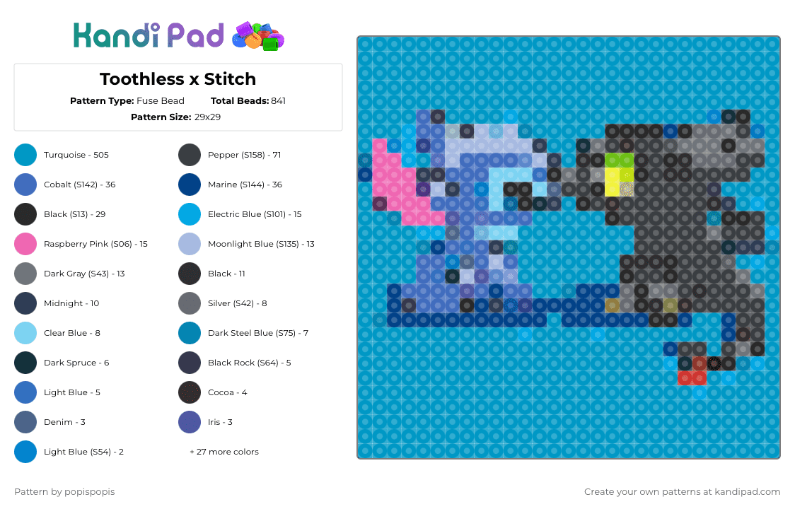 Toothless x Stitch Fuse Bead Pattern - Kandi Pad | Kandi Patterns, Fuse ...