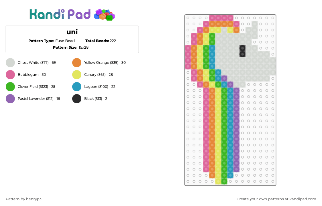 uni - Fuse Bead Pattern by henryp3 on Kandi Pad - pink,yellow,orange