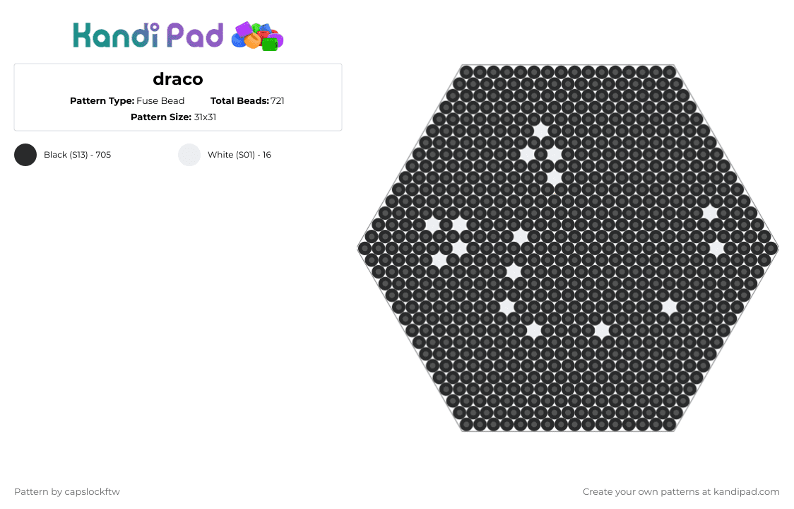 draco - Fuse Bead Pattern by capslockftw on Kandi Pad - black
