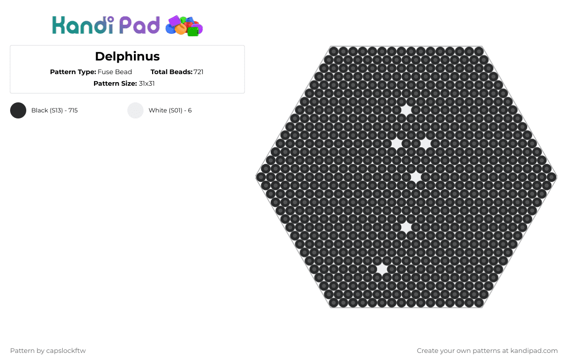 Delphinus Fuse Bead Pattern - Kandi Pad | Kandi Patterns, Fuse Bead ...