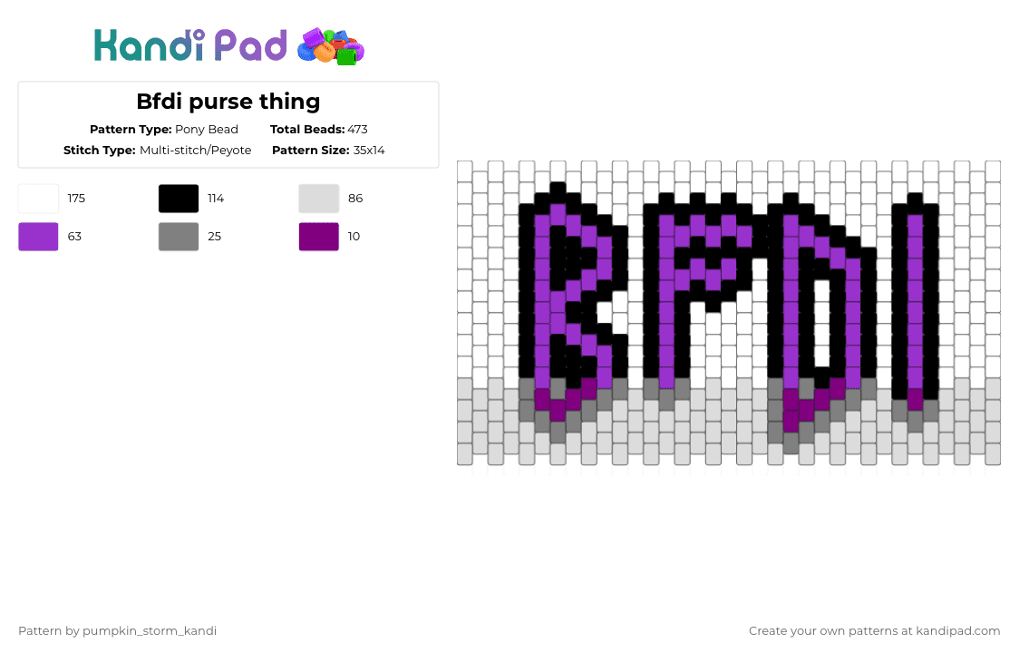 Bfdi purse thing Pony Bead Pattern - Kandi Pad | Kandi Patterns, Fuse ...
