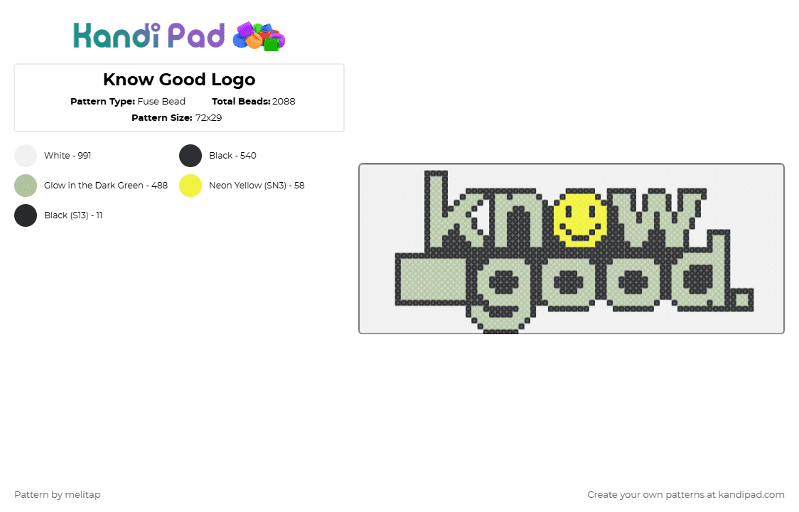 Know Good Logo - Fuse Bead Pattern by melitap on Kandi Pad - 