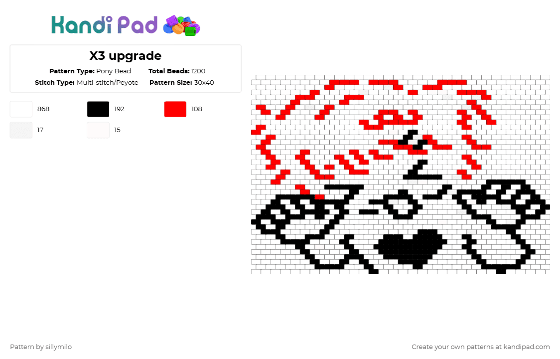 X3 Pattern Designs X3 upgrade Pony Bead Pattern - Kandi Pad | Kandi Patterns, Fuse Bead ...