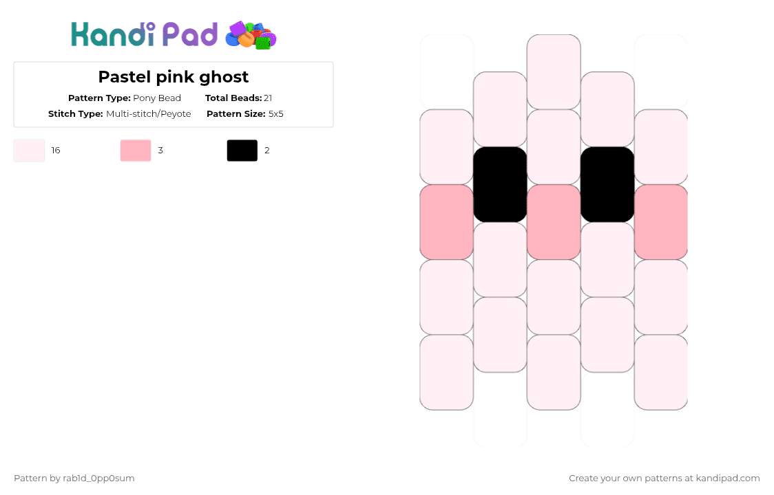 Pastel pink ghost - Pony Bead Pattern by rab1d_0pp0sum on Kandi Pad - white