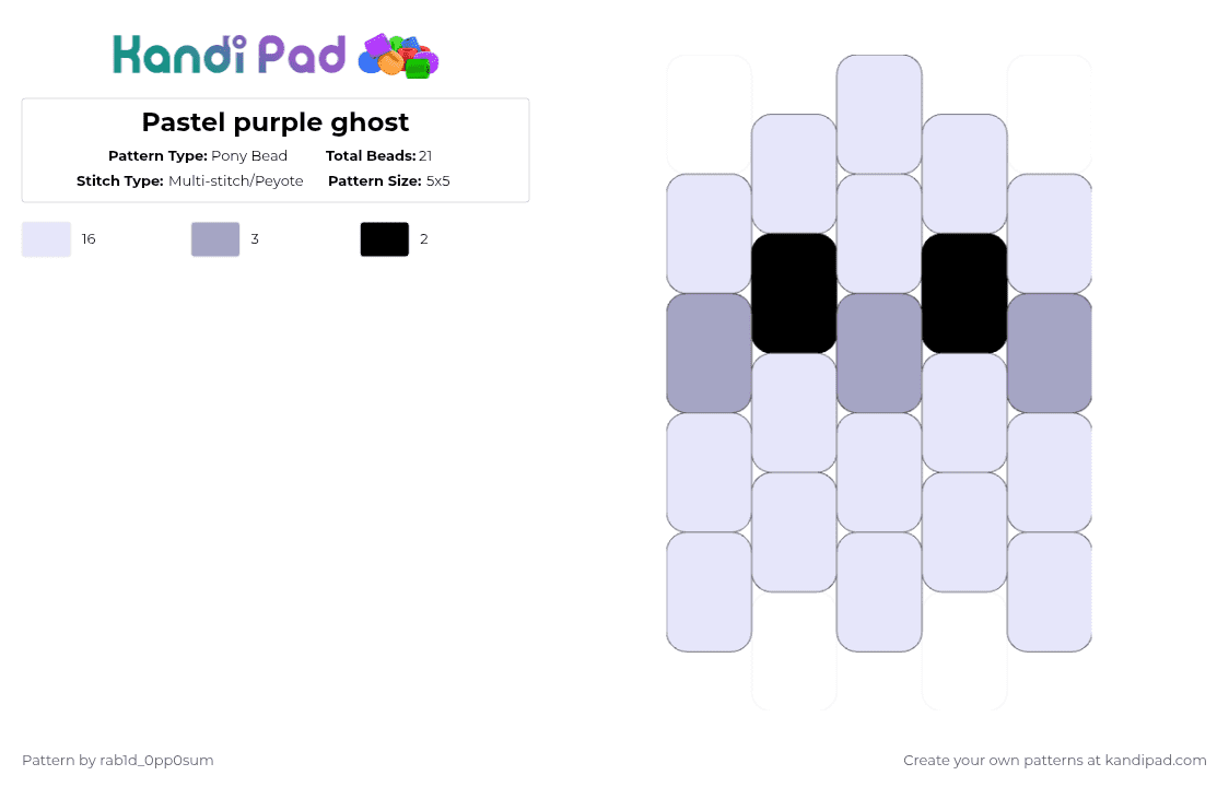 Pastel purple ghost - Pony Bead Pattern by rab1d_0pp0sum on Kandi Pad - white