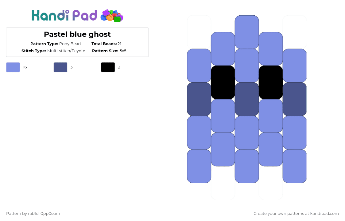 Pastel blue ghost - Pony Bead Pattern by rab1d_0pp0sum on Kandi Pad - blue