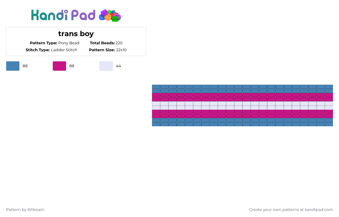 trans boy - Pony Bead Pattern by deleted_user_662939 on Kandi Pad - blue,pink