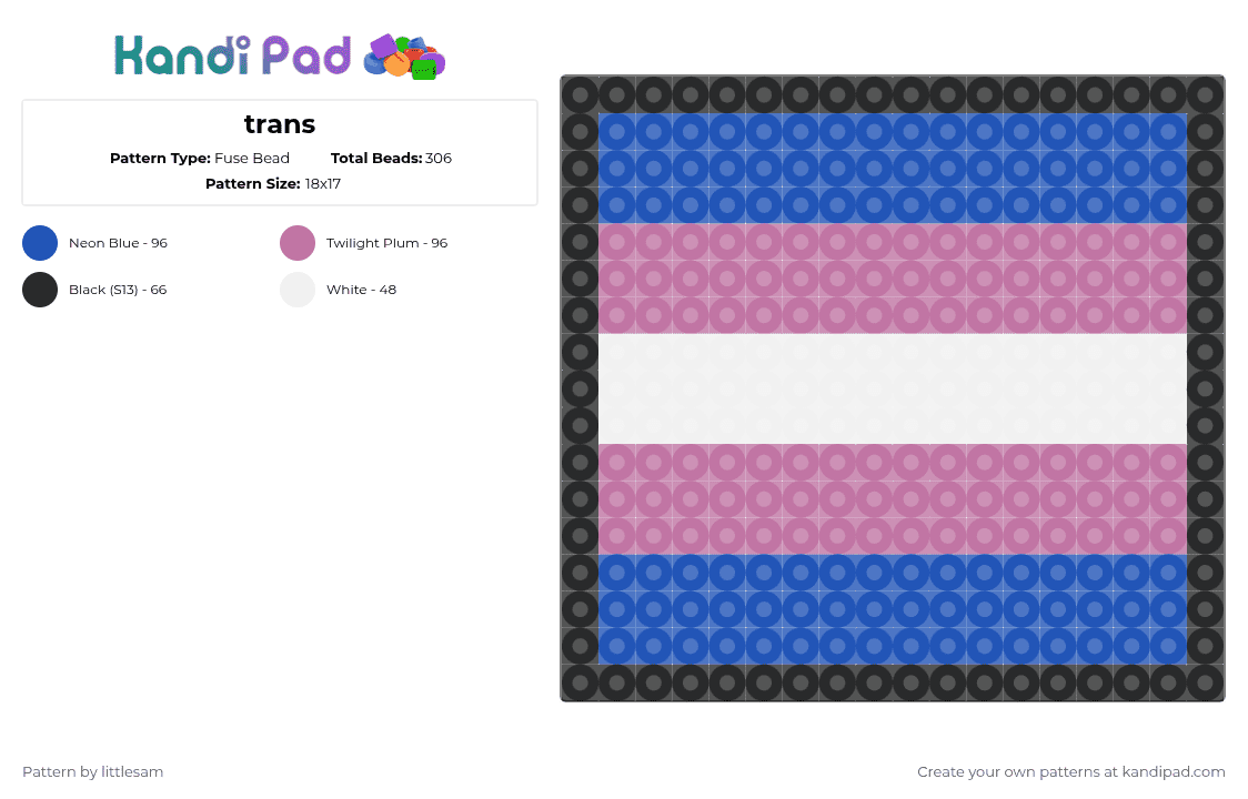 trans - Fuse Bead Pattern by deleted_user_662939 on Kandi Pad - blue,pink