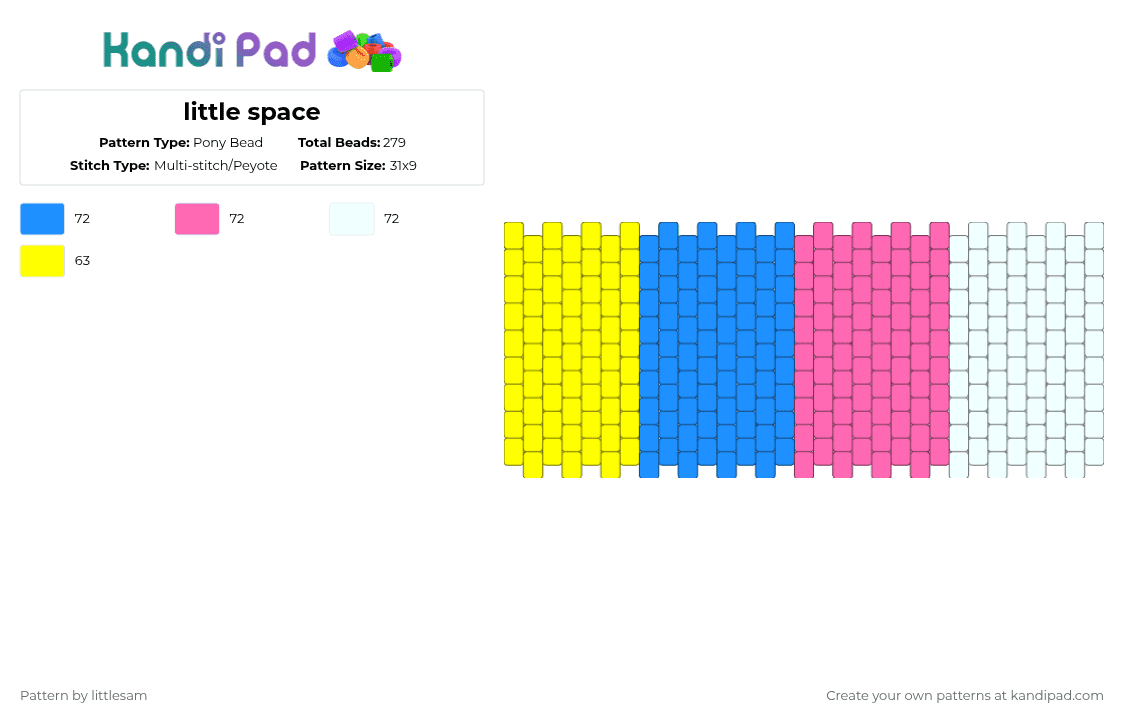 little space - Pony Bead Pattern by deleted_user_662939 on Kandi Pad - light blue,pink