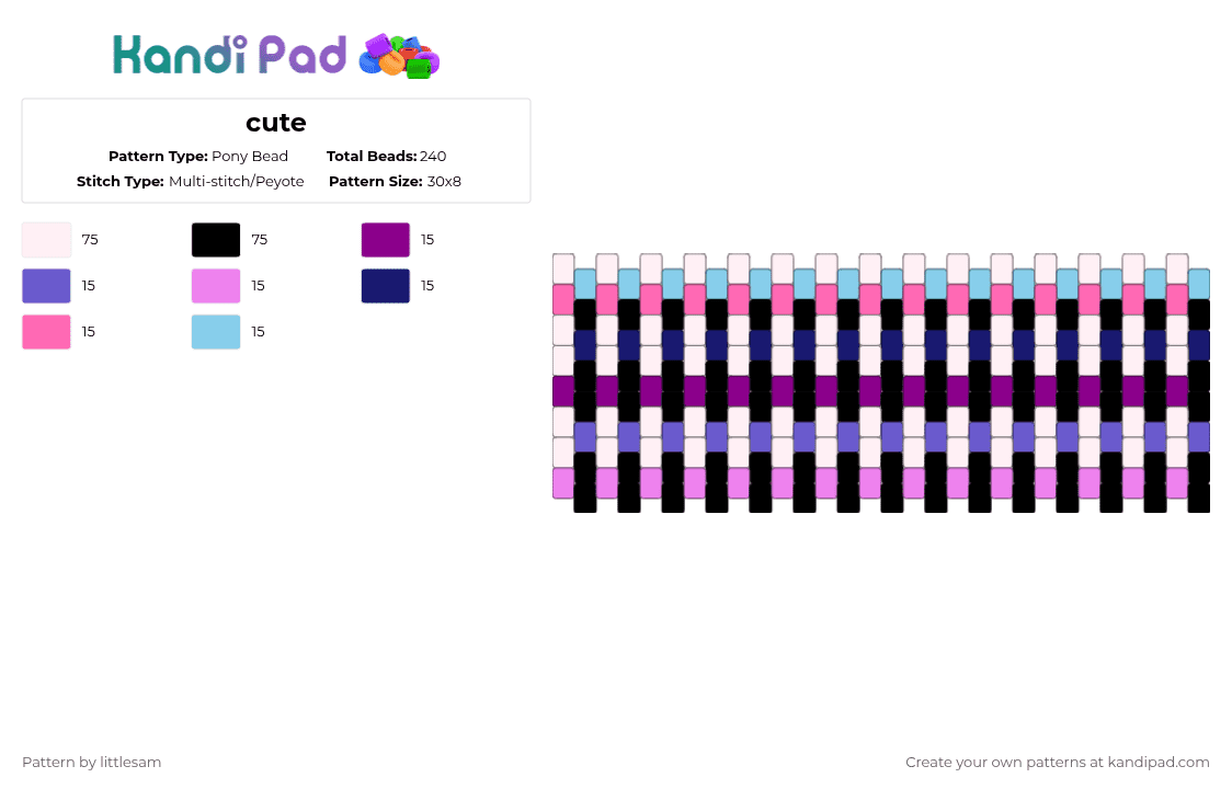 Cute Pony Bead Pattern - Kandi Pad | Kandi Patterns, Fuse Bead Patterns ...
