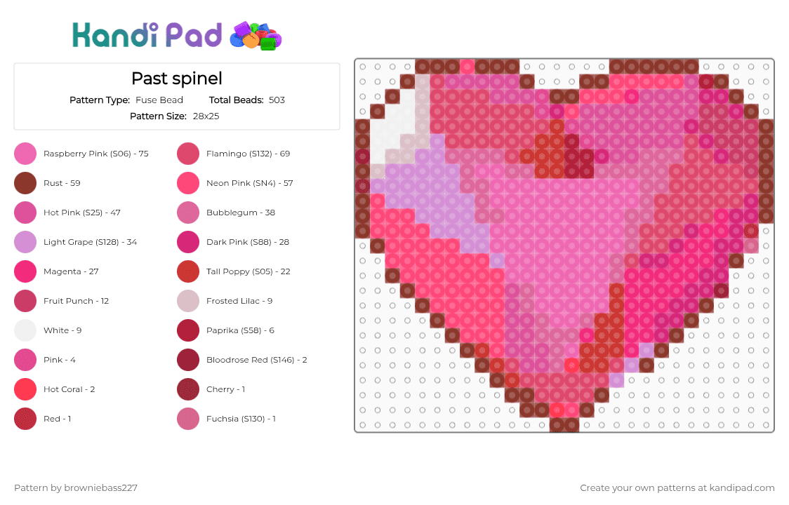 Past spinel - Fuse Bead Pattern by browniebass227 on Kandi Pad - red,pink,gem,su,steven universe,heart
