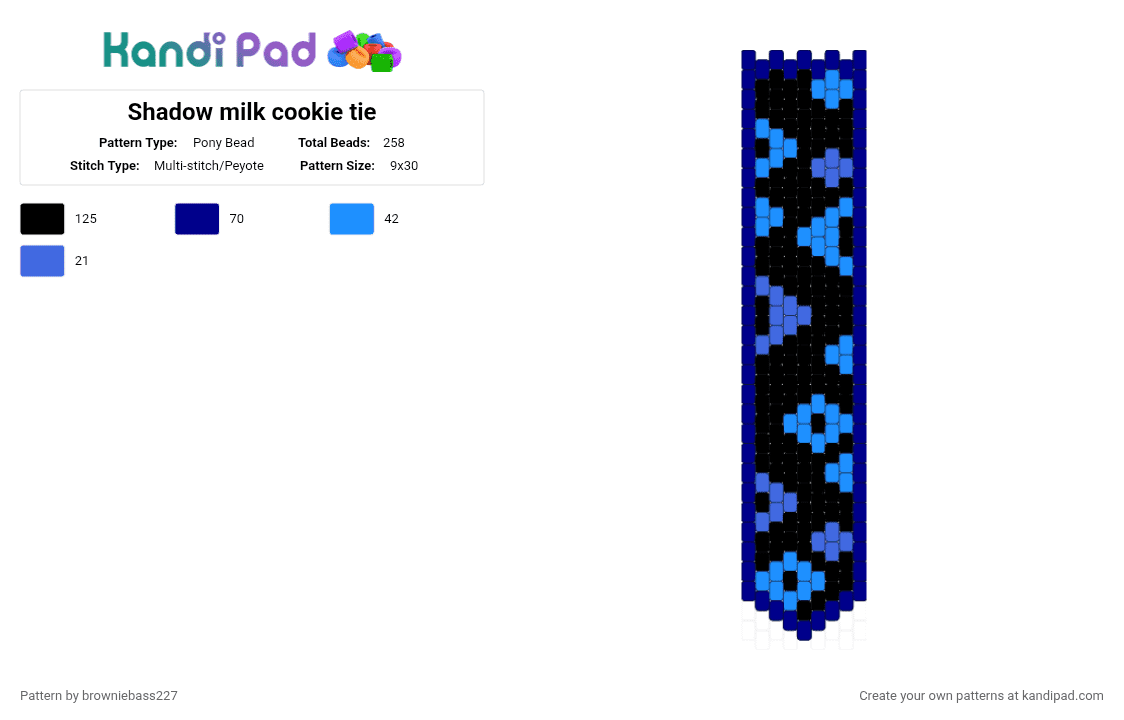 Shadow milk cookie tie - Pony Bead Pattern by browniebass227 on Kandi Pad - beast, cookie run kingdom, crk, dandys world, milk, odd stitch, purple, shadow, tie