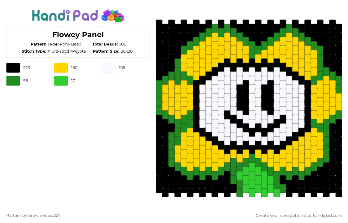 Flowey Panel - Pony Bead Pattern by browniebass227 on Kandi Pad - undertale,flower,panel,flowey
