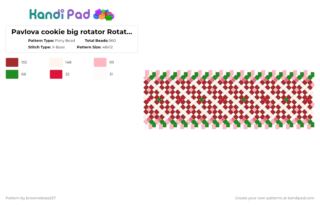 Pavlova cookie big rotator Rotator piece (READ DESCRIPTION) - Pony Bead Pattern by browniebass227 on Kandi Pad - red,pavlova cookie,crk,cookie run kingdom,cupid,love