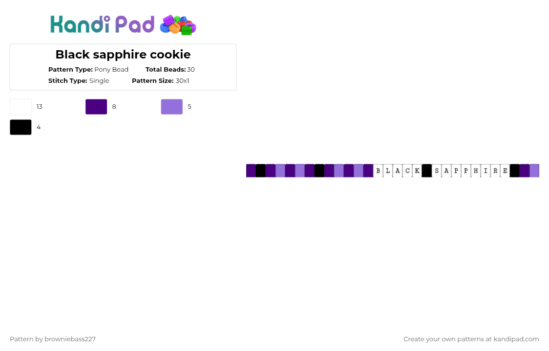 Black sapphire cookie - Pony Bead Pattern by browniebass227 on Kandi Pad - purple,white,crk,cookie run kingdom,minion,black sapphire