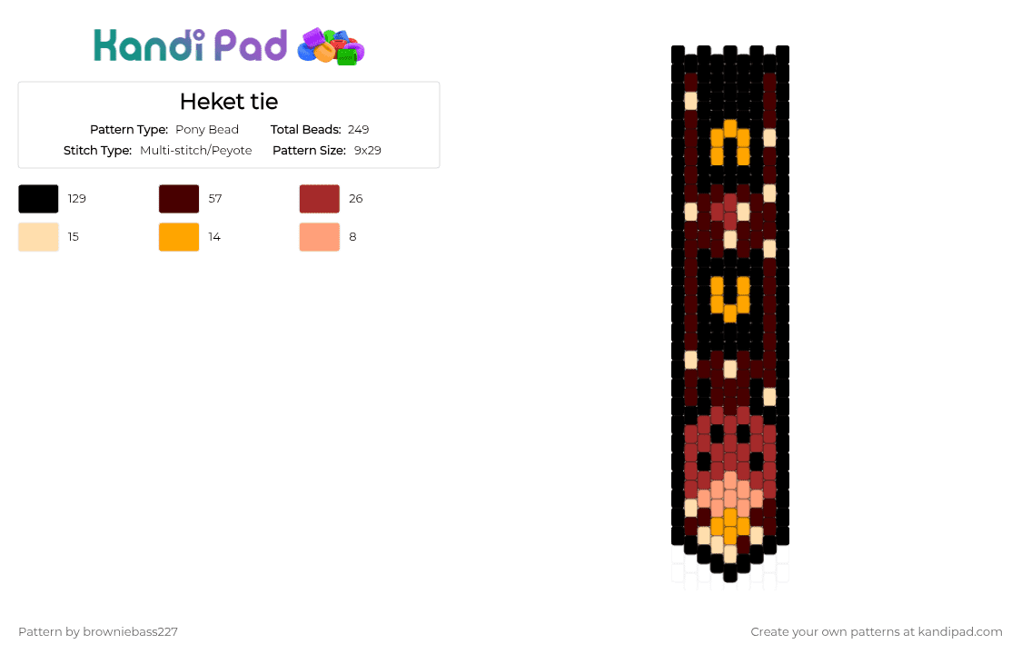 Heket tie - Pony Bead Pattern by browniebass227 on Kandi Pad - black,brown,cult of the lamb,heket,cotl