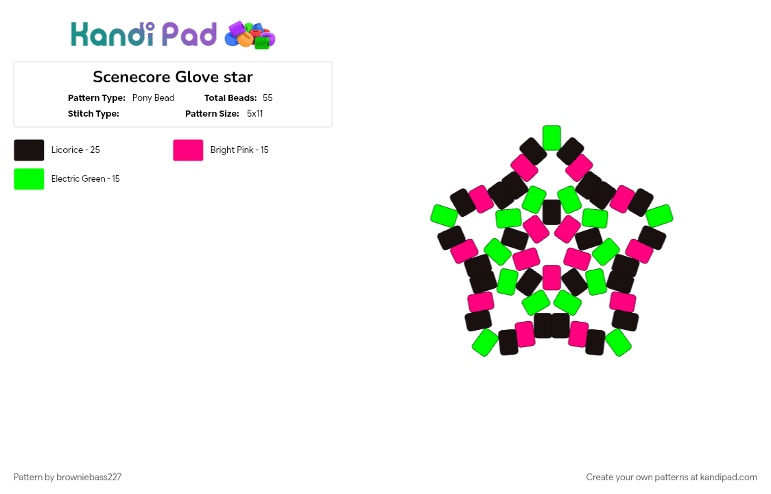 Scenecore Glove star - Pony Bead Pattern by browniebass227 on Kandi Pad - black, colorful, cotdscenekidfashion, green, idkwhattoputhere, pink, scenecore, scenekid