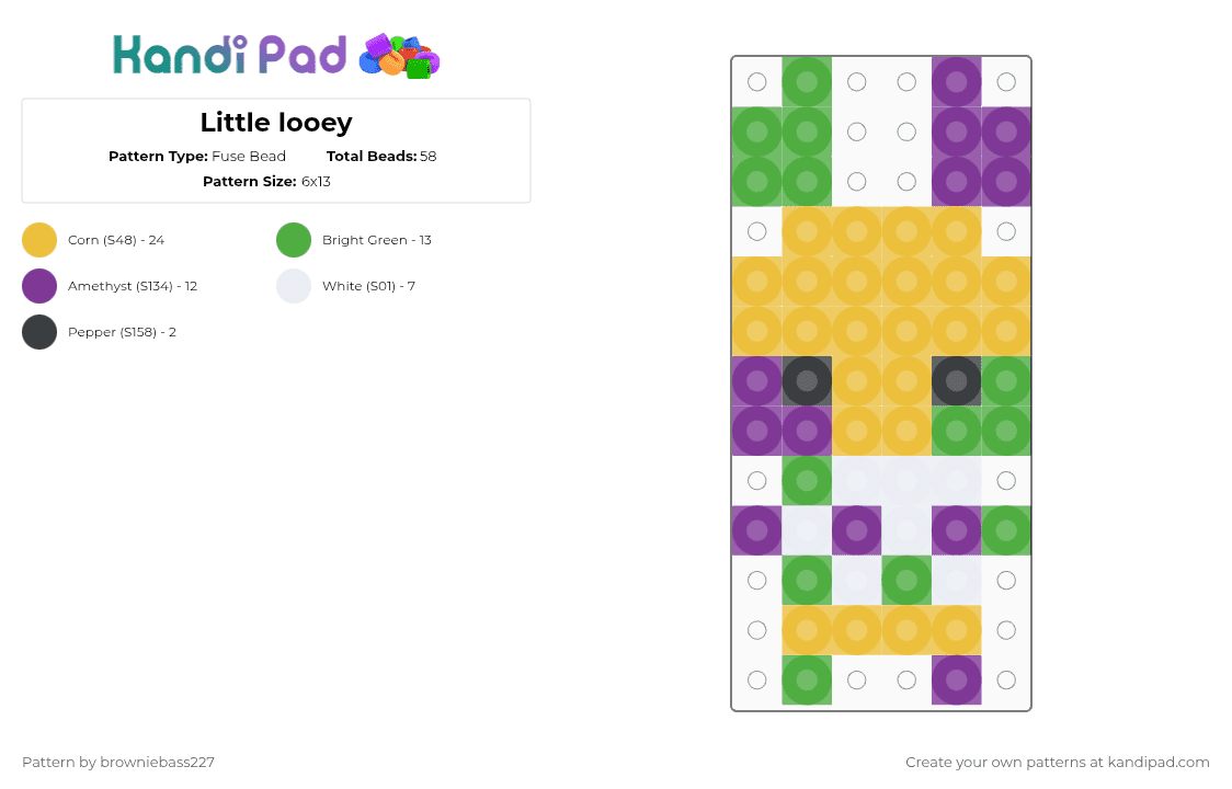 Little looey - Fuse Bead Pattern by browniebass227 on Kandi Pad - yellow,looe,looey,dw,dandys world