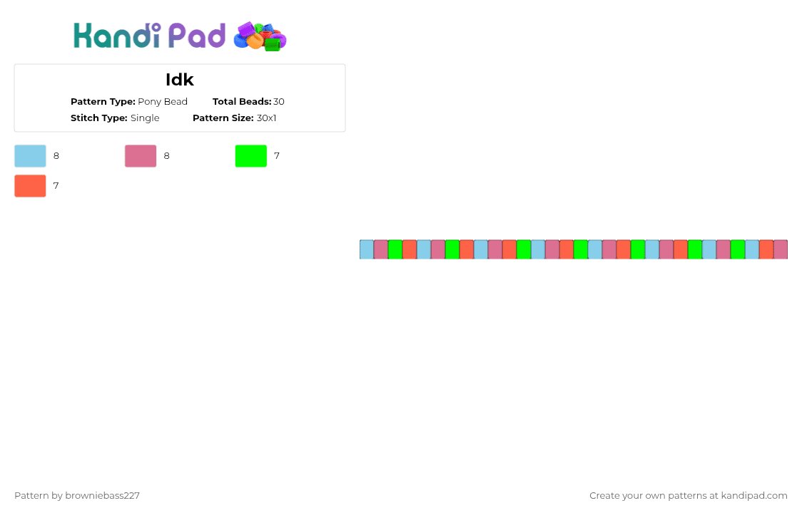 Idk - Pony Bead Pattern by browniebass227 on Kandi Pad - light blue,pink,colorful,cute,odd