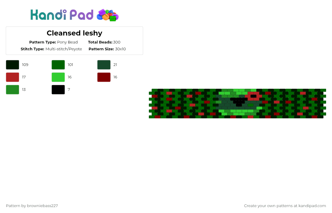 Cleansed leshy - Pony Bead Pattern by browniebass227 on Kandi Pad - cotl, cuff, cult of the lamb, god, green, leshy, video game