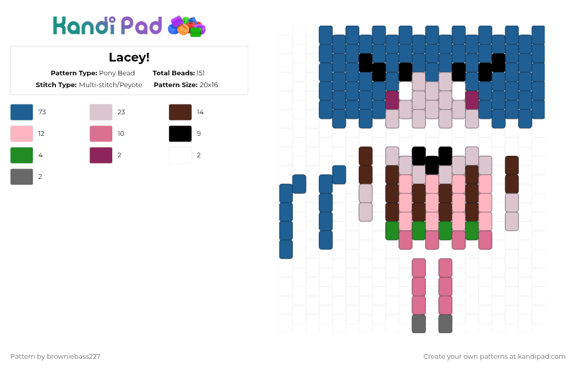 Lacey! - Pony Bead Pattern by browniebass227 on Kandi Pad - beige,pink,blue,lacey games,lacey,lgc,doll
