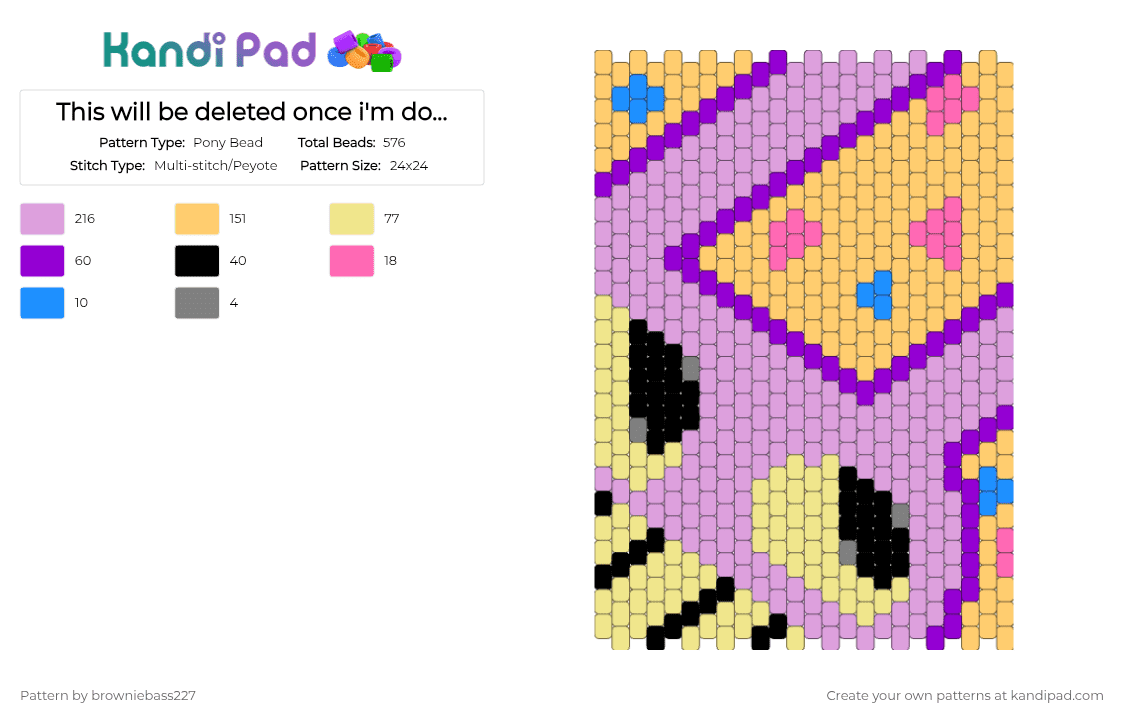 This will be deleted once i\'m done using it - Pony Bead Pattern by browniebass227 on Kandi Pad - yellow,pink