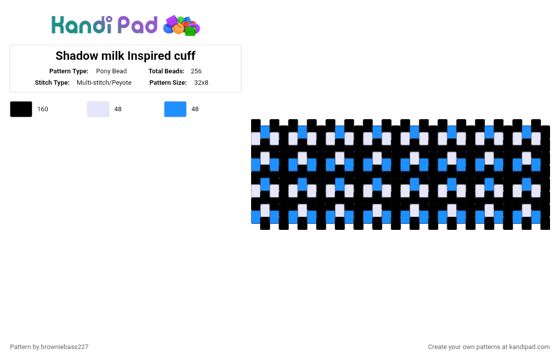 Shadow milk Inspired cuff Pony Bead Pattern - Kandi Pad | Kandi ...