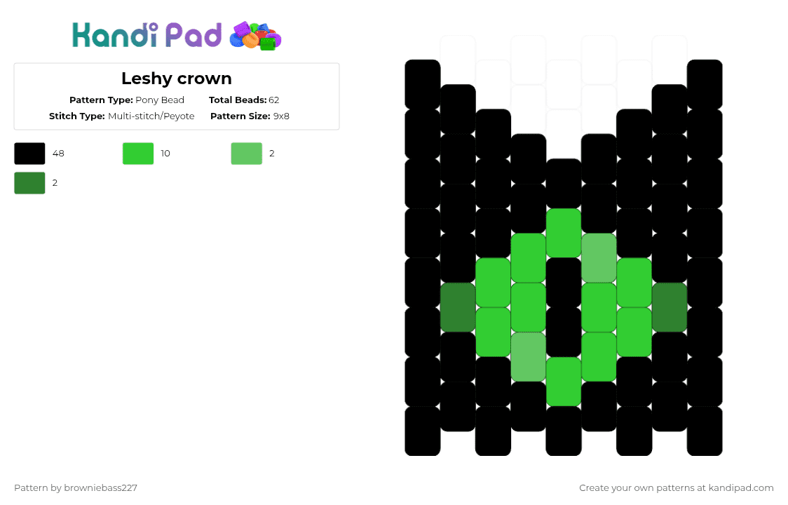 Leshy crown - Pony Bead Pattern by browniebass227 on Kandi Pad - black,leshy,cotl,cult of the lamb,crown,video game,small charm