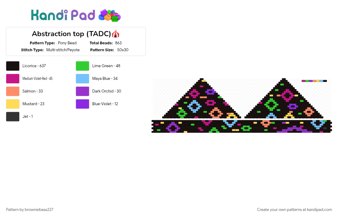 Abstraction top (TADC)🎪 - Pony Bead Pattern by browniebass227 on Kandi Pad - abstraction, black, character, circus, green, jax, pink, purple, show, tadc, top