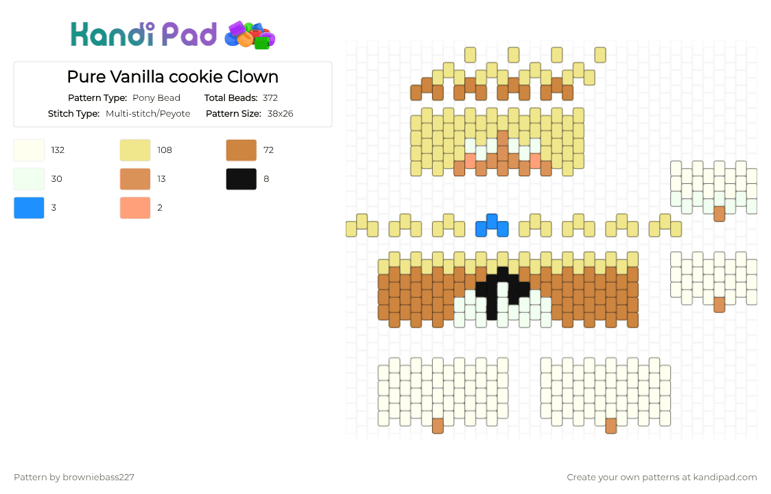 Pure Vanilla cookie Clown - Pony Bead Pattern by browniebass227 on Kandi Pad - yellow,orange,crk,pure vanilla cookie,pure vanilla,cookie run kingdom,crk ancients,clown