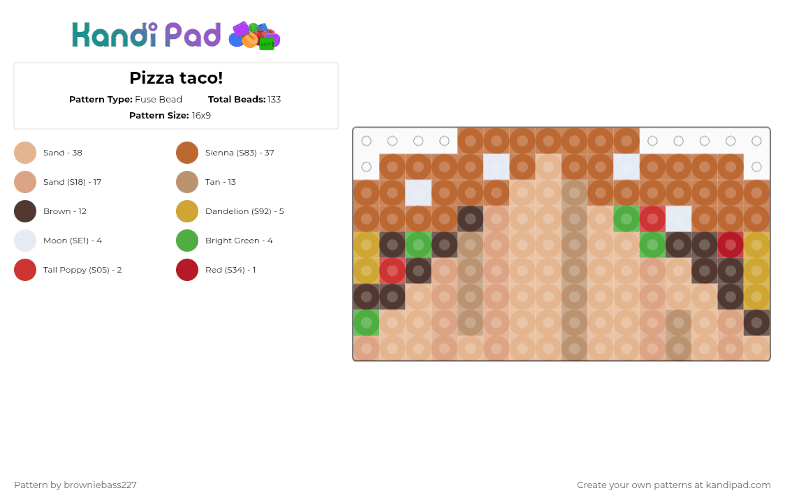 Pizza taco! Fuse Bead Pattern - Kandi Pad | Kandi Patterns, Fuse Bead ...