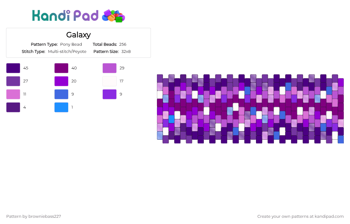 Galaxy - Pony Bead Pattern by browniebass227 on Kandi Pad - pink,purple,cotdgalaxyprint,space